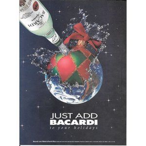 1992 Just Add Bacardi to Your Holidays Vintage Print Ad Christmas Rum Ball